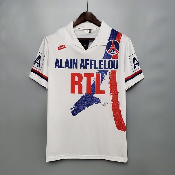 AAA Quality Paris St Germain 90/91 Away White Soccer Jersey
